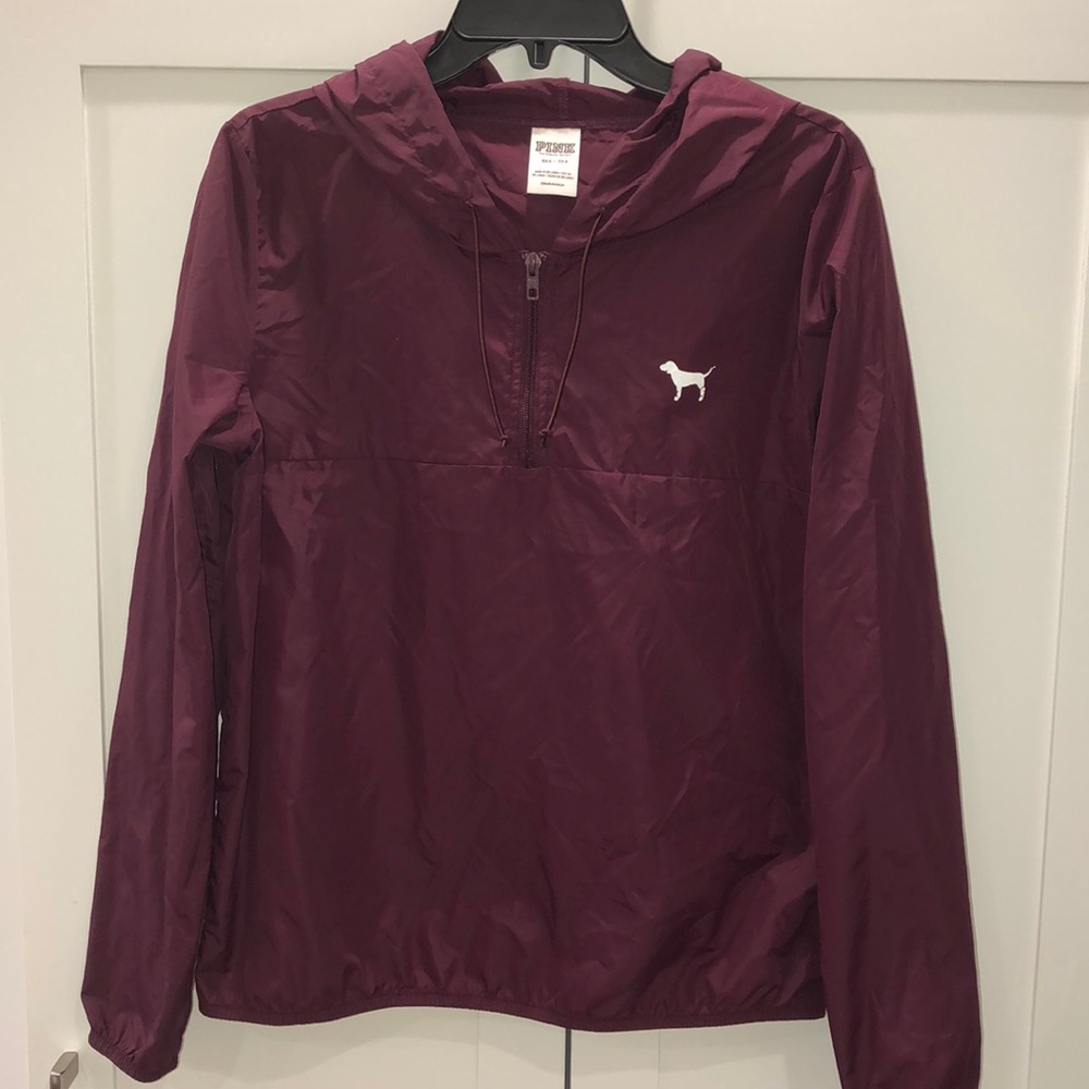COPY - Pink light rain hoodie windbreaker. Burgundy.
